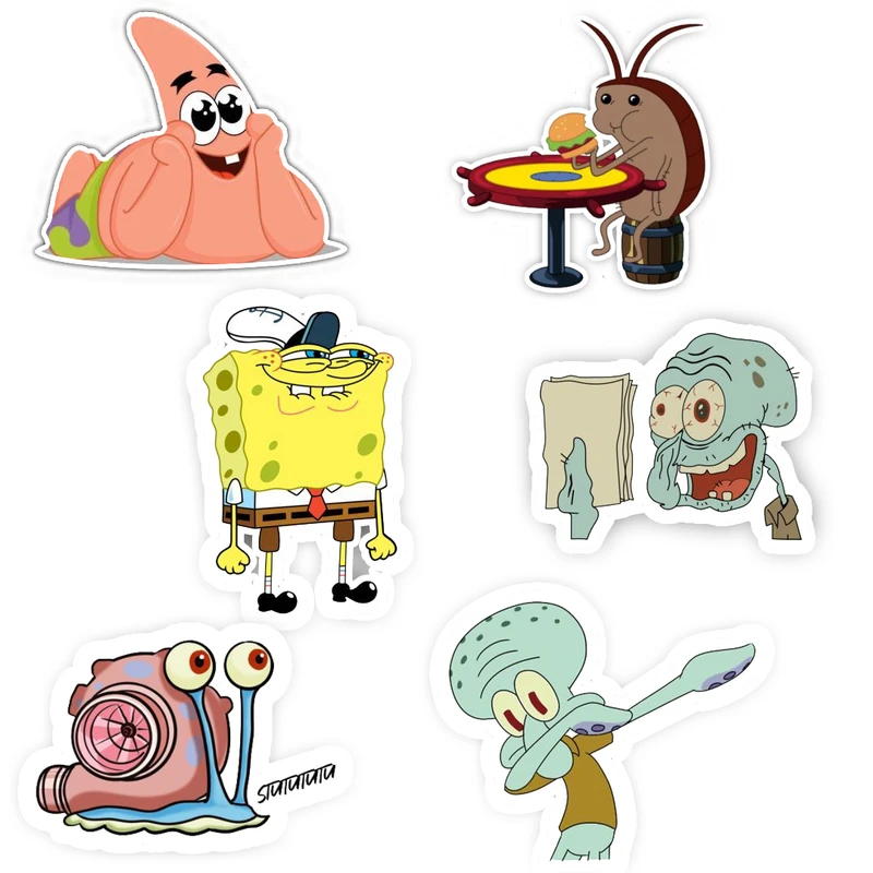 استیکر لپ تاپ و موبایل گوفی طرح کارتون باب اسفنجی کد 4001 مجموعه 6 عددی 