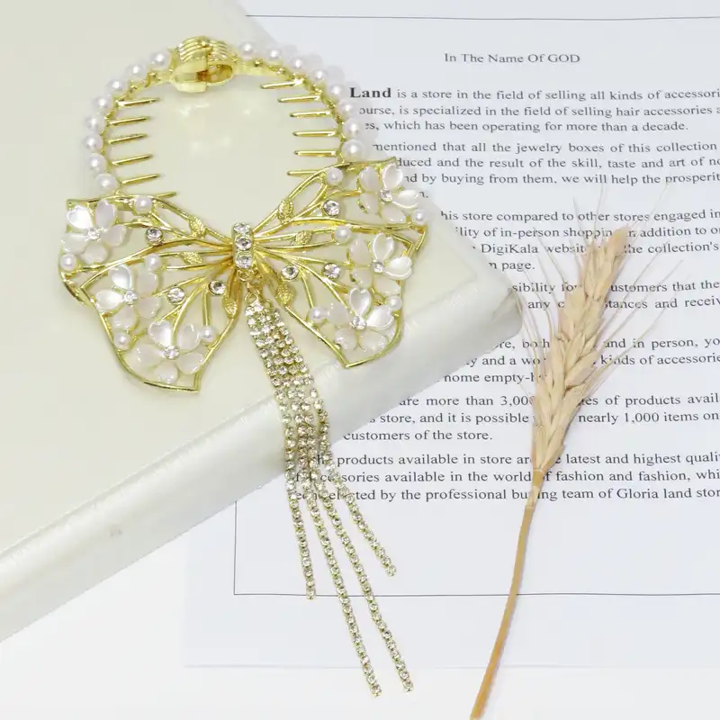 گیره مو زنانه مدل آبشاری پاپیون کد G_Lnd_3154