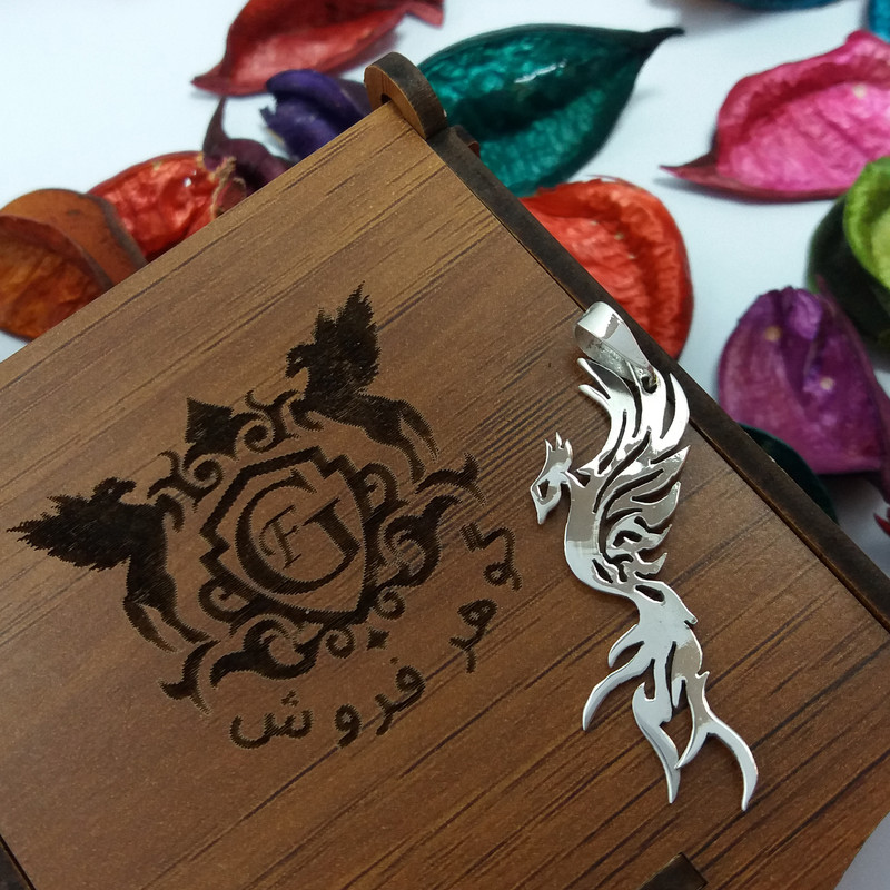 آویز گردنبند نقره مدل سیمرغ