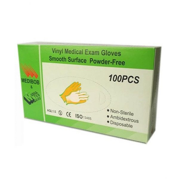 دستکش ونیل مدیبوب مدل 01M سایز مدیوم بسته 100 عددی