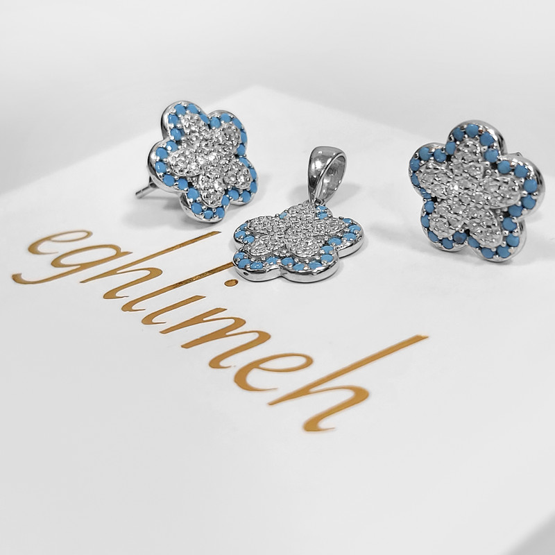 نیم ست نقره زنانه اقلیمه مدل NN398 نیم ست نقره زنانه اقلیمه مدل NN398