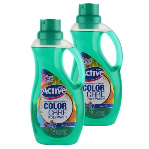 مایع لباسشویی رنگین شوی اکتیو مدل پلی واش وزن 1500 گرم مجموعه 2 عددی 