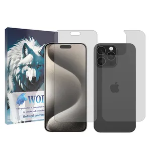 Wolf transparent Screen Protector Suitable for iPhone 15 Pro Max Mobile Phone with Back Protector
