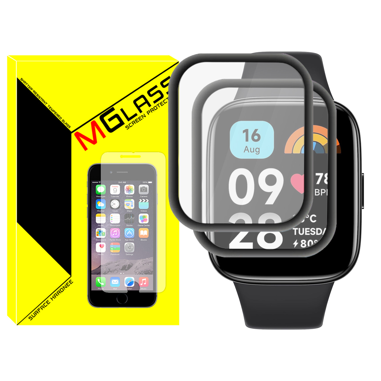 محافظ صفحه نمایش نانو ام‌گلس مدل Pmma-MG مناسب برای ساعت هوشمند شیائومی Redmi Watch 3 / Watch 3 Active بسته دو عددی