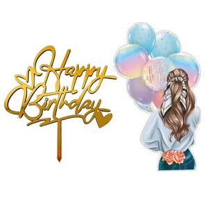 تاپر تزیین کیک مدل دختر و بادکنک کد t6 مجموعه 2 عددی