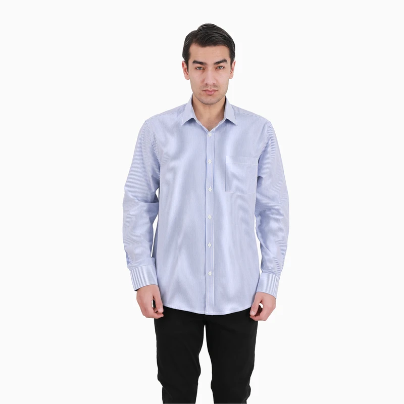 پیراهن آستین بلند مردانه پاتن جامه مدل کلاسیک 102721030171307 طرح راه راه