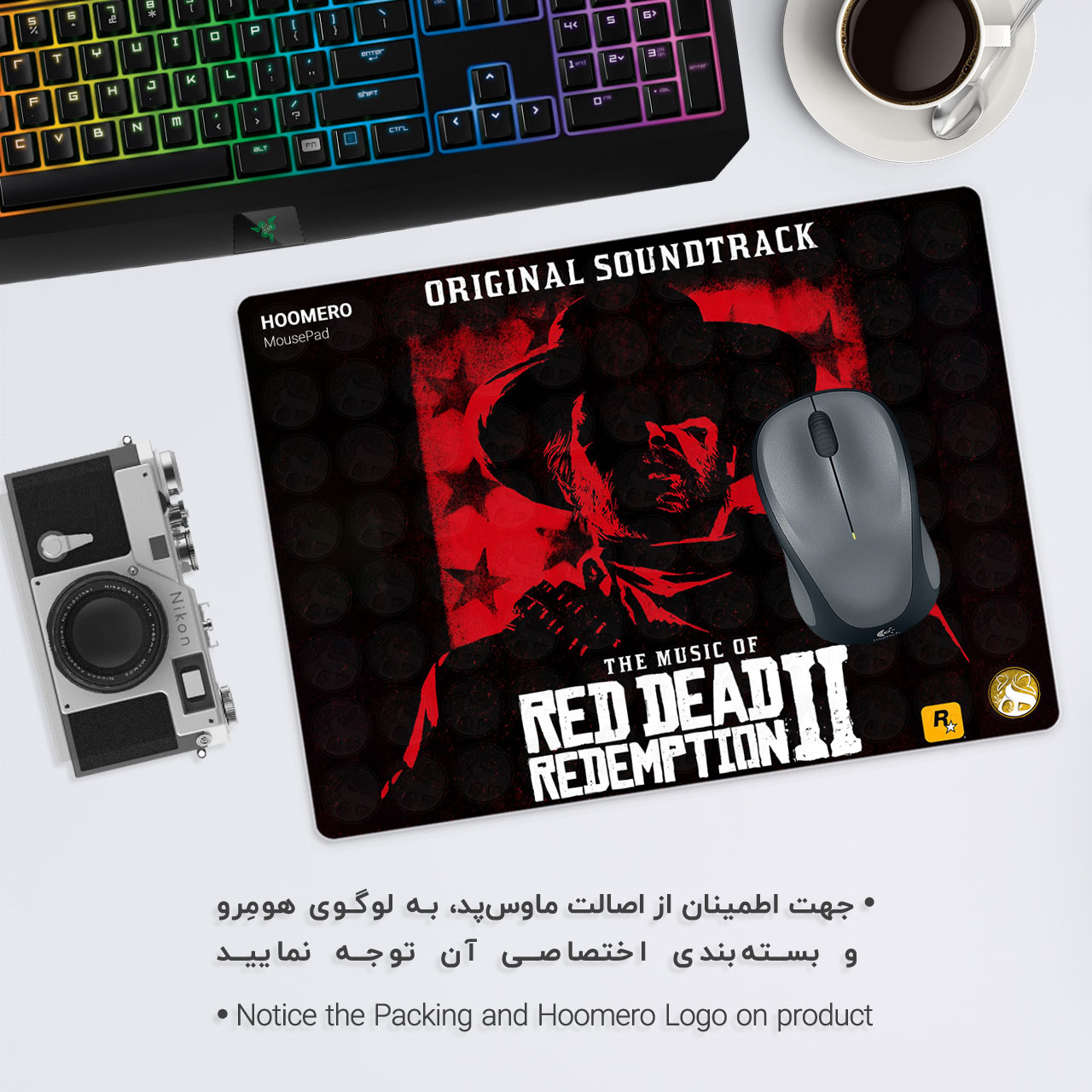 ماوس پد هومرو مدل A2790 طرح بازی Red Dead Online