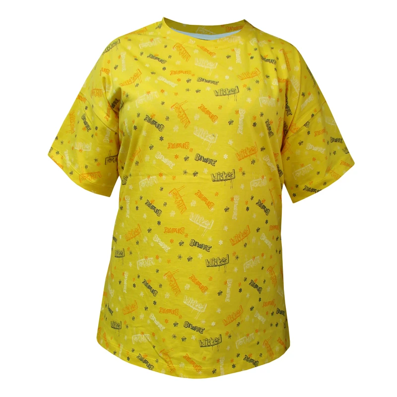 تی شرت آستین کوتاه زنانه مدل نخ پنبه چاپی طرح لاتین