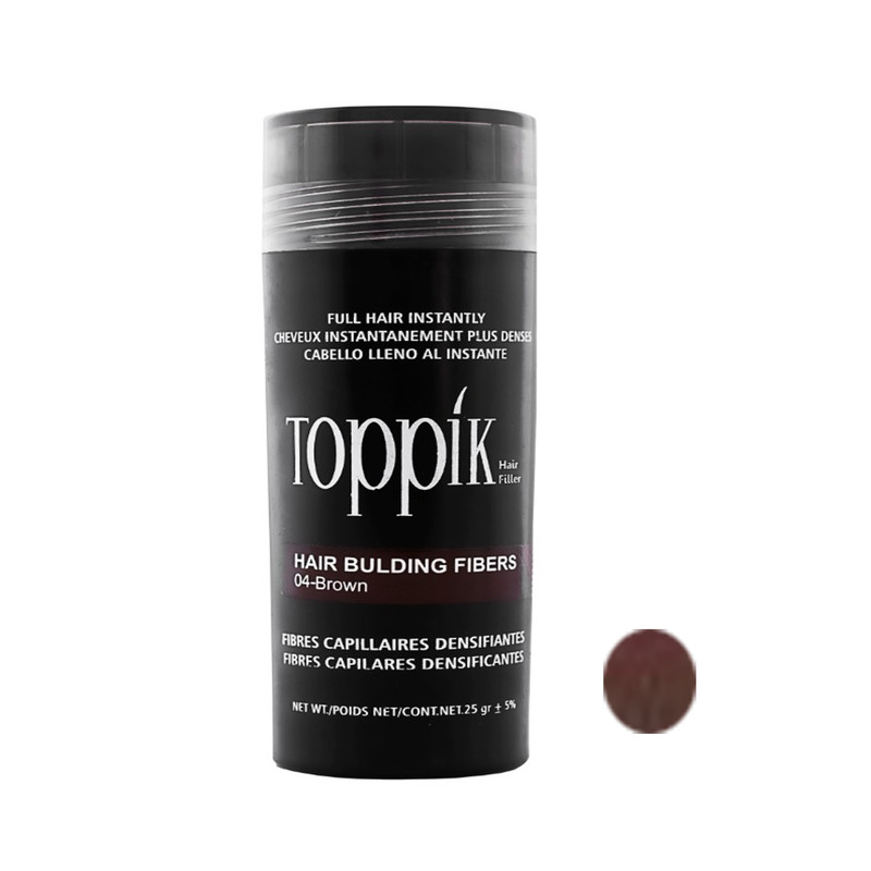 پودر پرپشت کننده مو تاپیک هیر فیلر کد 04 وزن 25 گرم رنگ قهوه ای