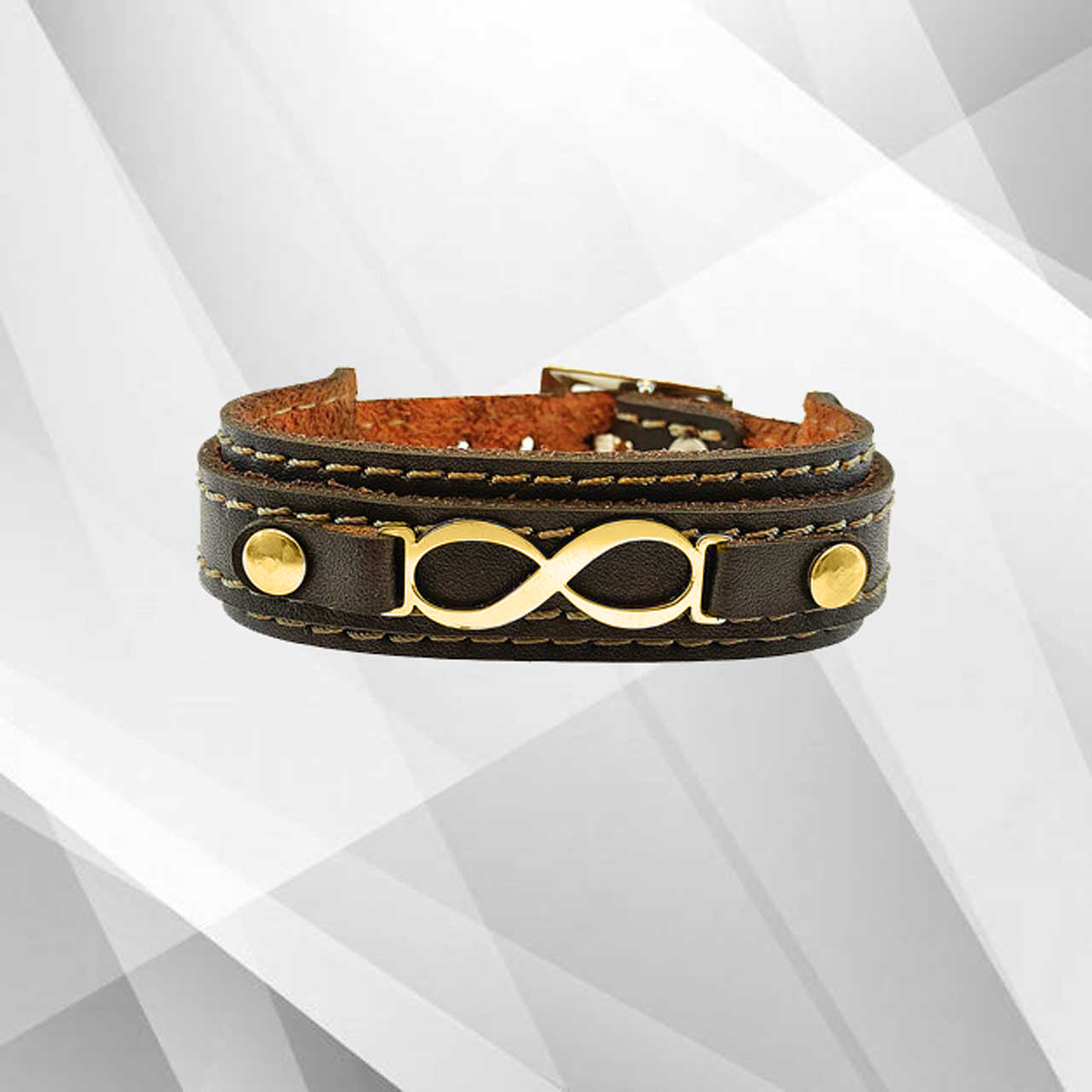 دستبند مردانه مدل چرم طرح بینهایت کد 03
