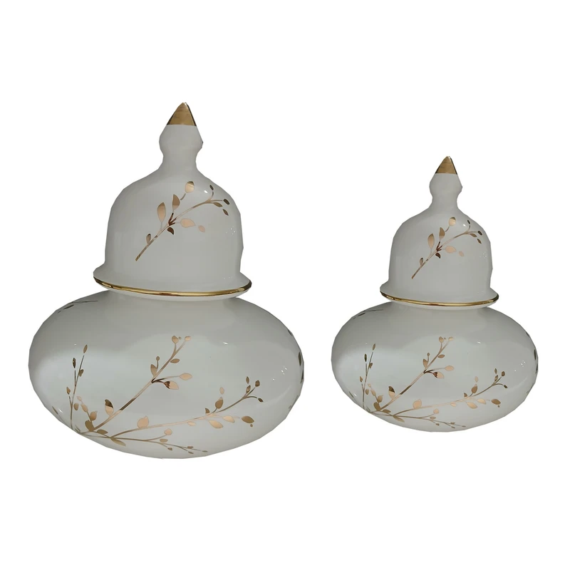 دکوری مدل جینجر جار طلا دار طرح ریشه کد 001 مجموعه دو عددی