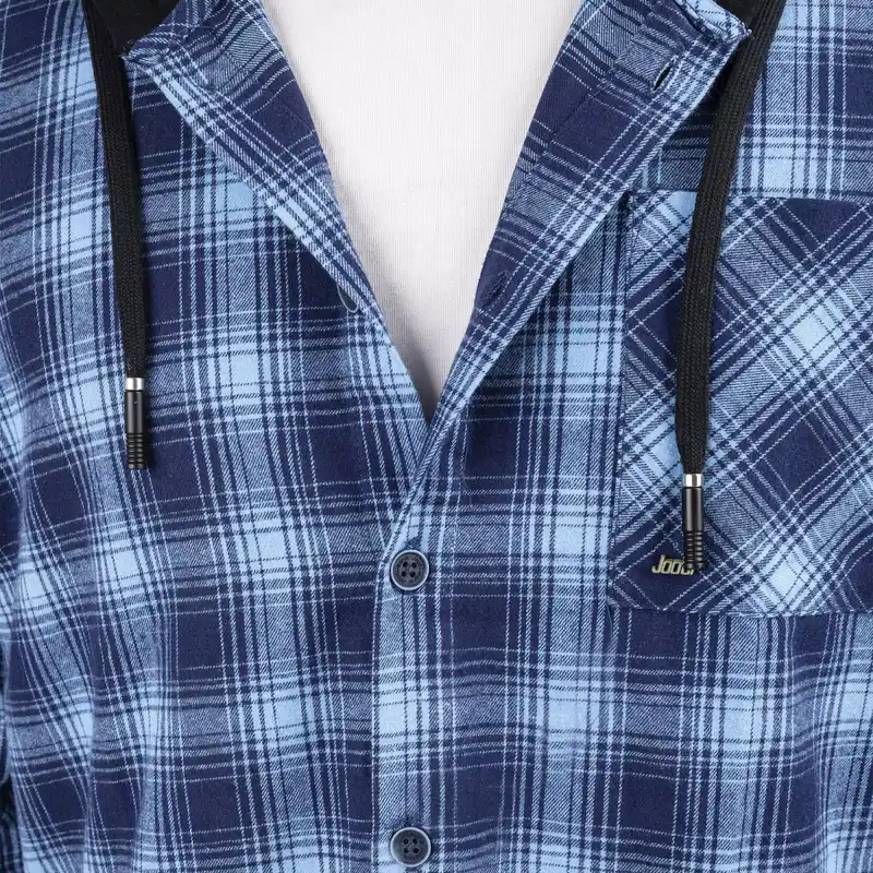 پیراهن آستین بلند مردانه جوتی جینز مدل کلاهدار کد 303097 رنگ آبی