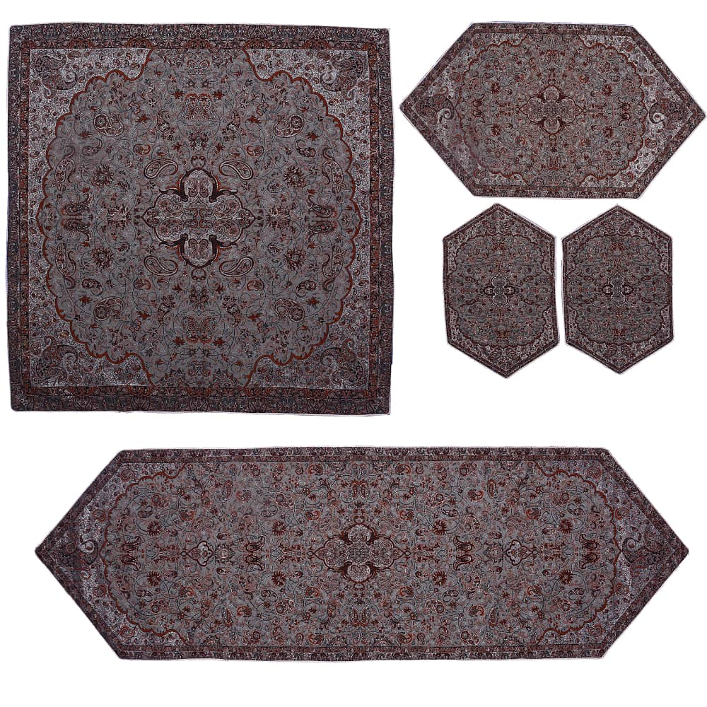 ست 5 تکه رومیزی ترمه دربار کد 1002