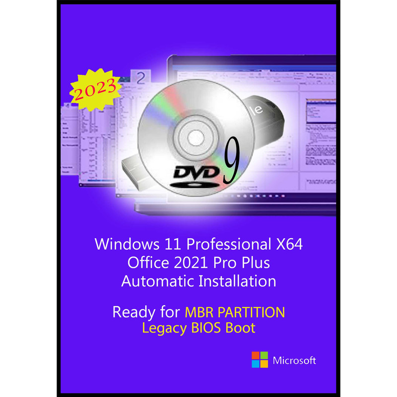 سیستم عامل Windows 11 Pro X64 2023 DVD9 Legacy Bios - Office 2021 Pro Plus نشر مایکروسافت