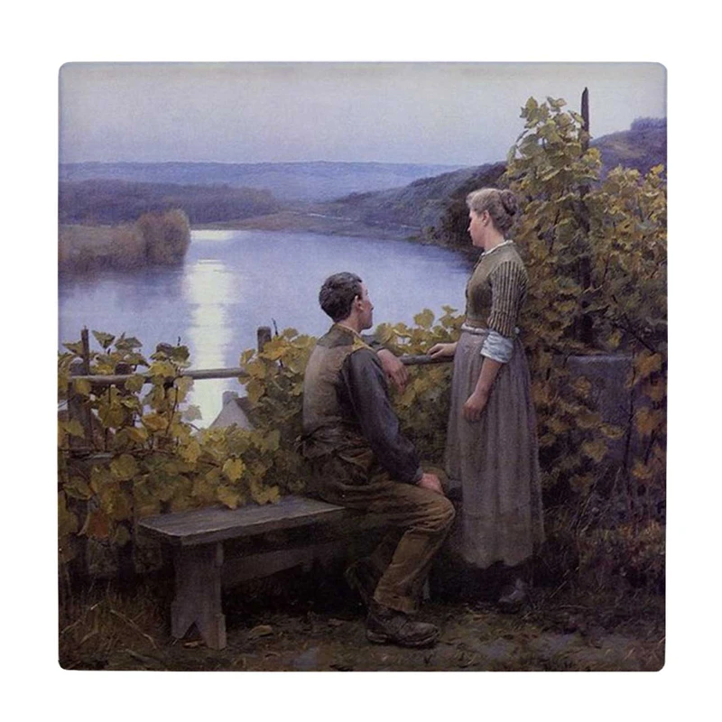 زیر لیوانی طرح زن و مرد کشاورز و رودخانه کد    3888650_2073