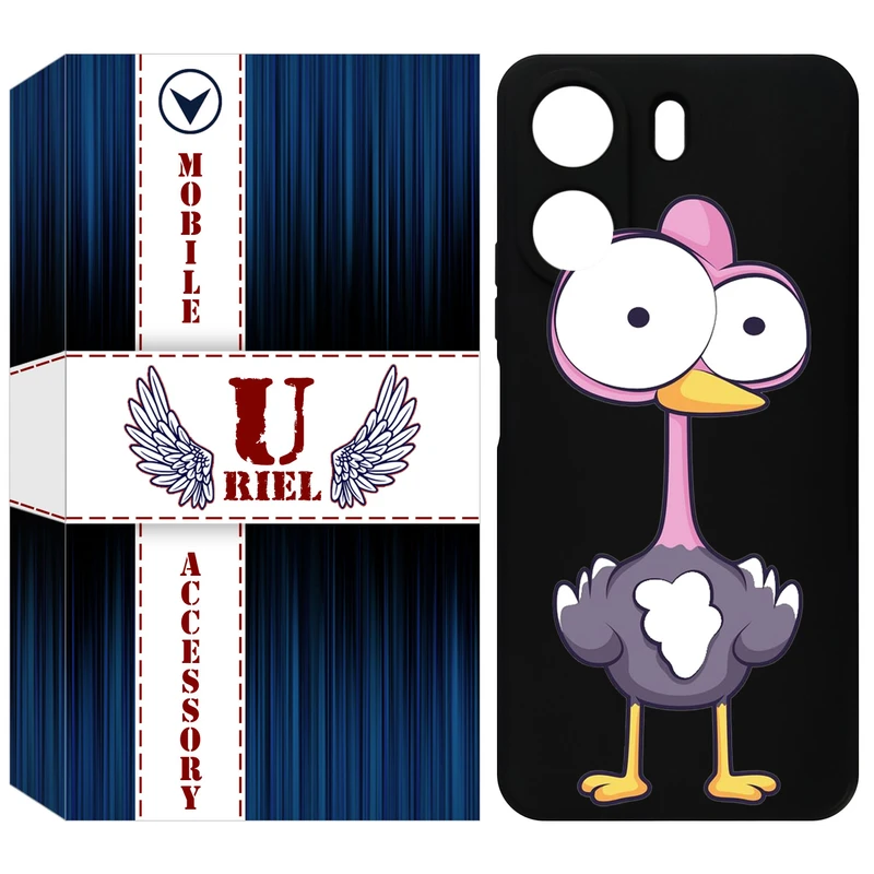 کاور یوریل قاب مدل KSH کد 43 طرح شترمرغ مناسب برای گوشی موبایل شیائومی Redmi 13C 4G / Poco C65