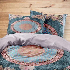 سرویس روتختی مدوپد طرح فرش قم لچک و ترنج مدل C-Ghom038 یک نفره 4 تکه