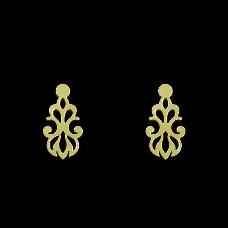 گوشواره طلا 18 عیار زنانه مدوپد مدل اسلیمی کد GA1-15296