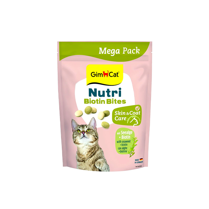 تشویقی گربه جیم کت مدل بیوتین مناسب پوست و مو با طعم علف گربه  وزن 425 گرم