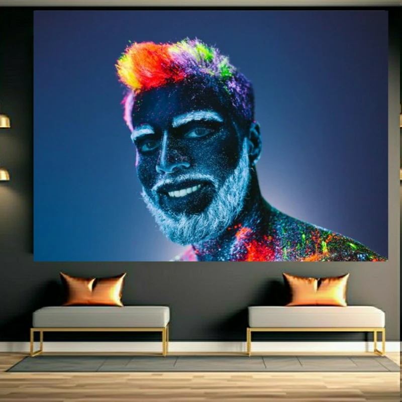 تابلو بوم طرح مخمل آرایشگاه مردانه مدل رنگی کد GR1755