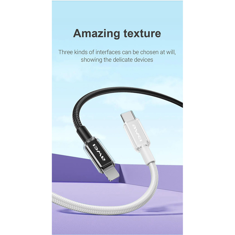 کابل تبدیل USB-C به لایتنینگ اوی مدل CL-148L 30W طول 1 متر