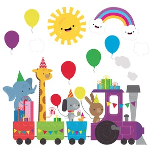 استیکر دیواری کودک تُکتم طرح قطار شادمانی