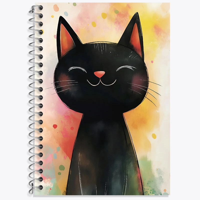 دفتر زبان 50 برگ خندالو مدل دو خط طرح گربه کیوت کد N4019