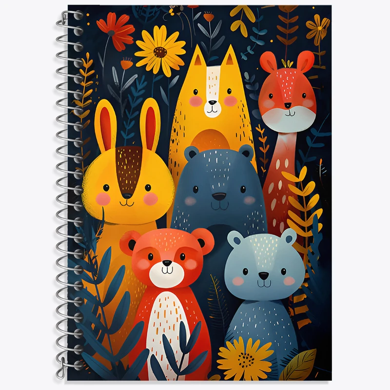 دفتر زبان 50 برگ خندالو مدل دو خط طرح حیوانات کیوت و بامزه کد N4676