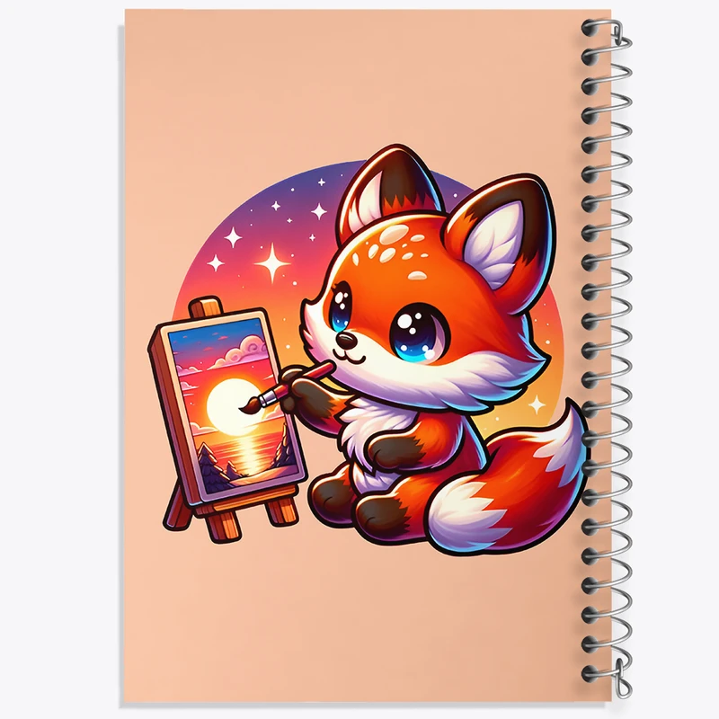 دفتر مشق 50 برگ خندالو طرح روباه نقاش کد F7722