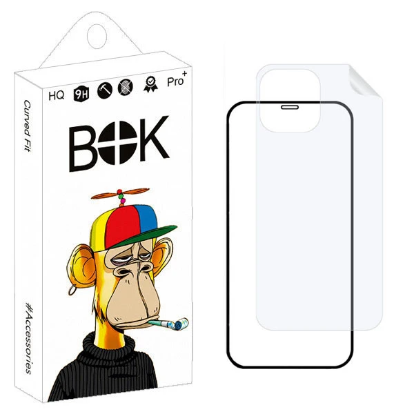 محافظ صفحه نمایش بوک مدل new مناسب برای گوشی موبایل اپل IPHONE 12 mini به همراه محافظ پشت گوشی