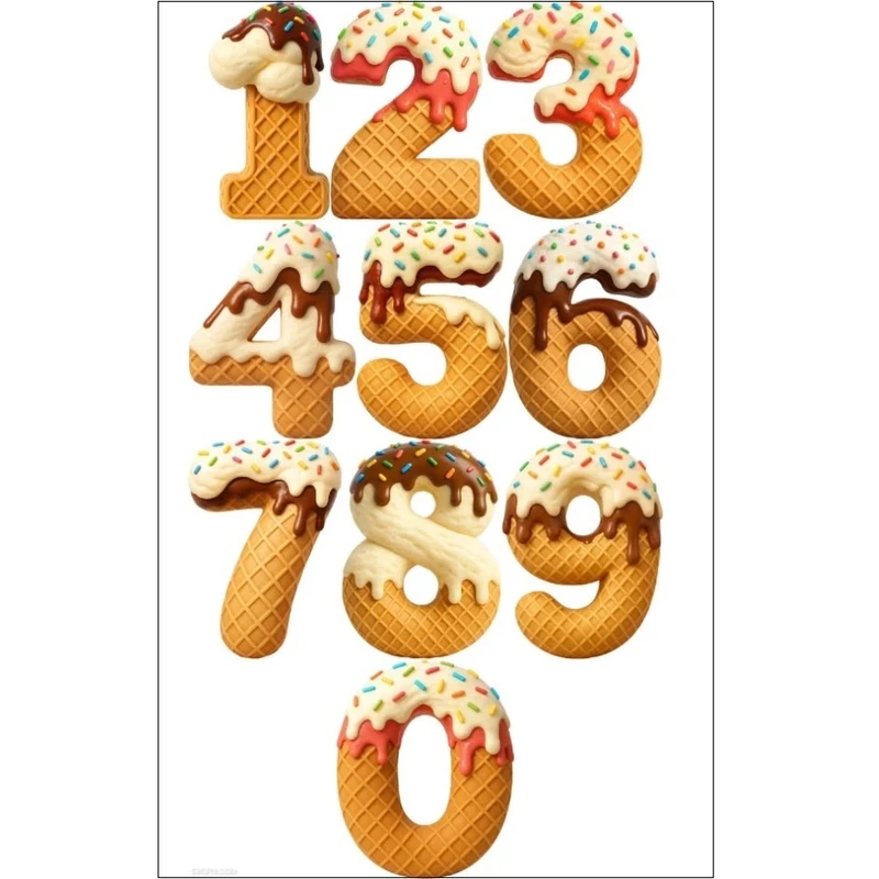 برچسب مدل اعداد انگلیسی و بستنی کد 10162