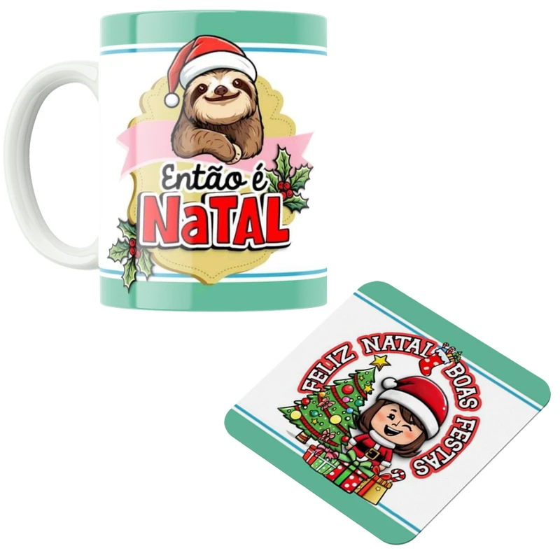 ماگ پاد آفرین مدل کریسمس کد DKC621 به همراه زیر لیوانی