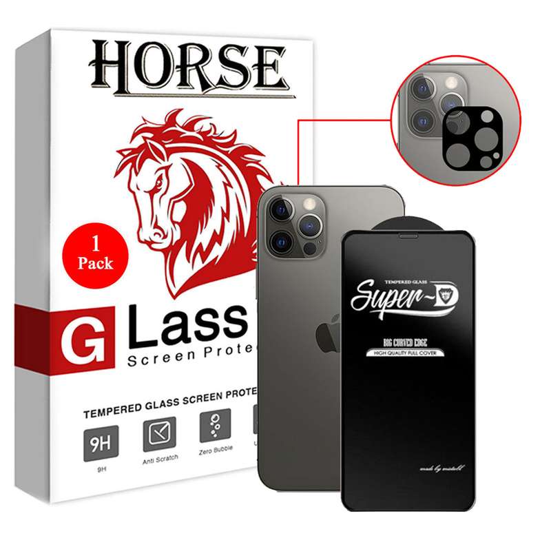 محافظ لنز دوربین هورس مدل 2SFA مناسب برای گوشی موبایل اپل iPhone 12 Pro به همراه محافظ صفحه نمایش