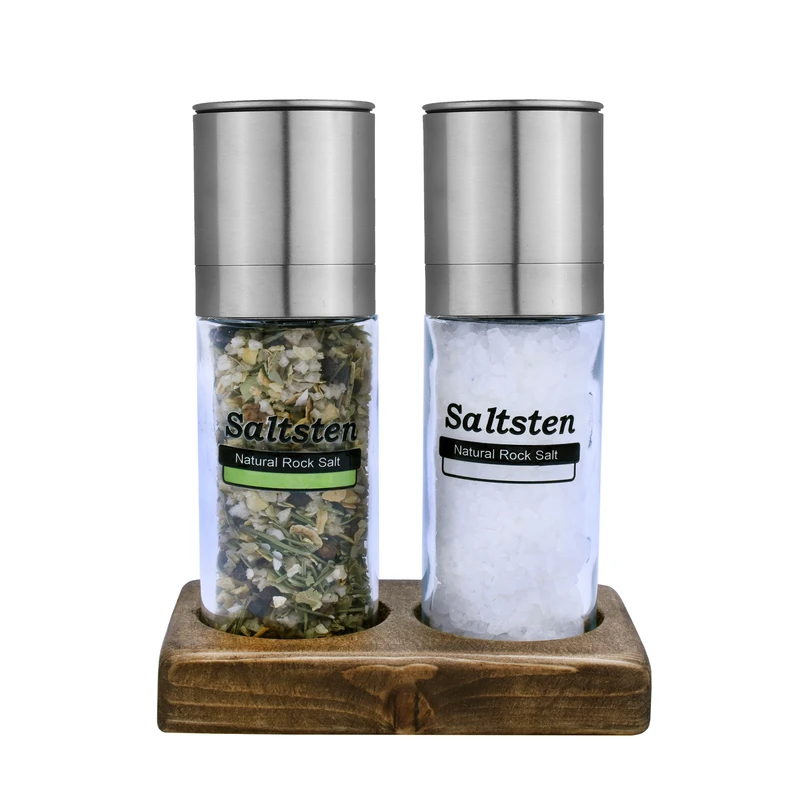 نمک معطر و دلنمک گرایندر شیشه ای سالتستن - 550 گرم بسته 2 عددی