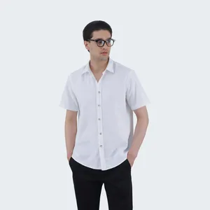 پیراهن آستین کوتاه یقه برگردان مردانه مدل کلاسیک کد WHT-04 رنگ سفید