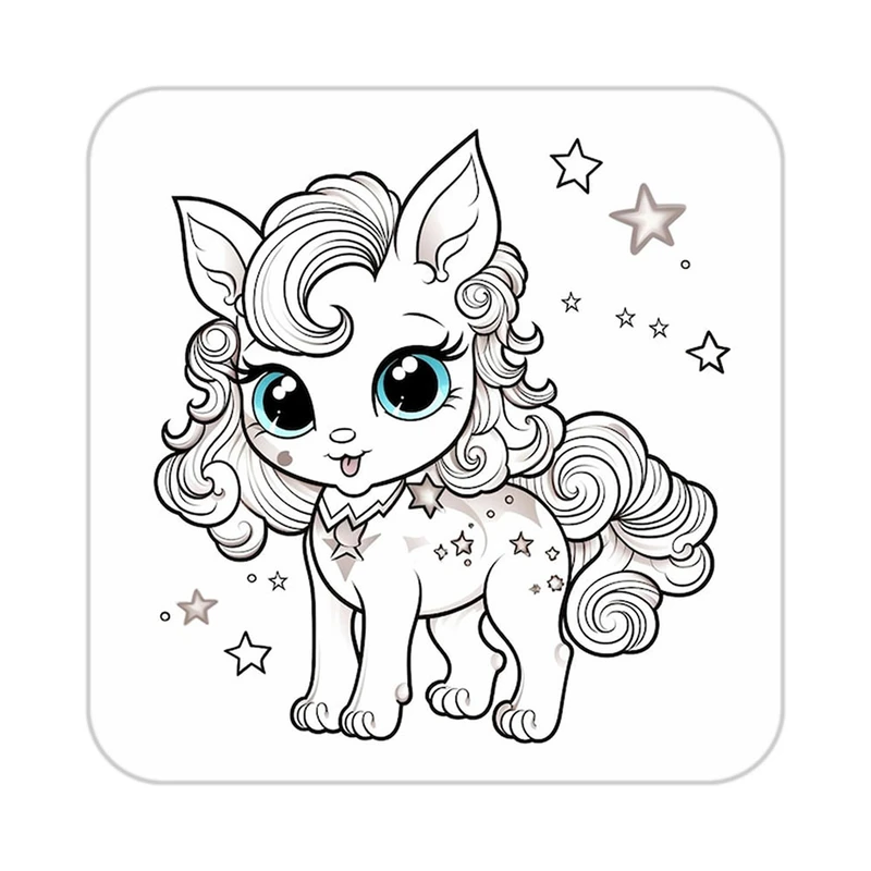 زیر لیوانی کاکتی طرح اسب تک شاخ و یونیکورن مدل mp31353