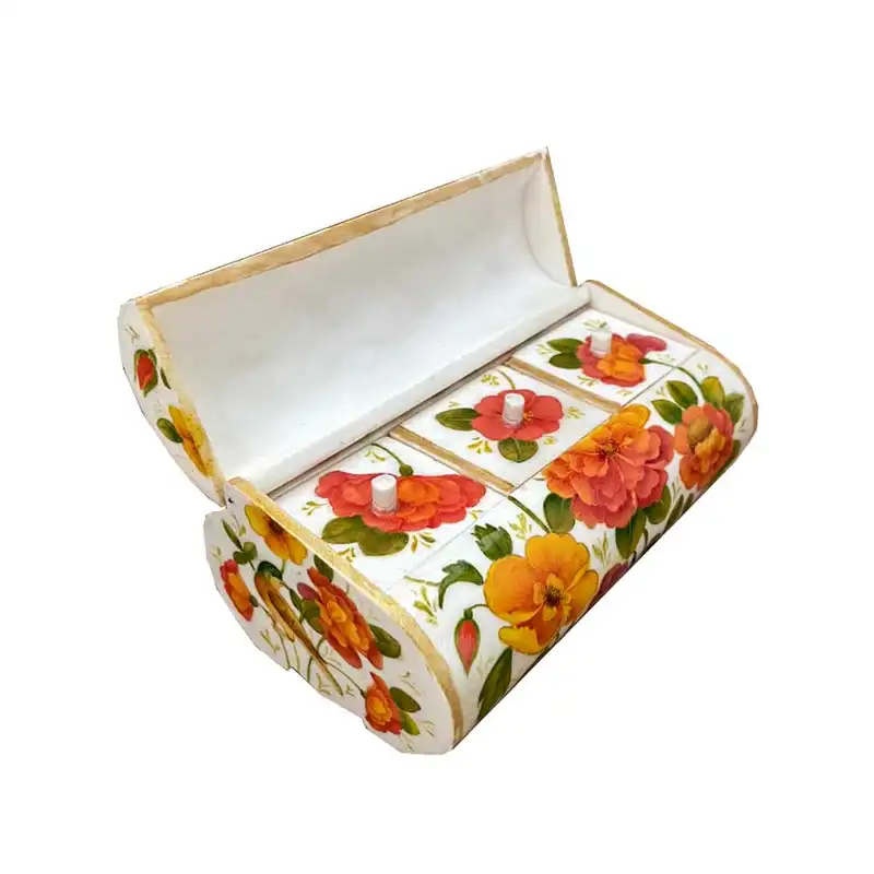 جعبه جواهرات استخوانی طرح گل و مرغ کد B 328