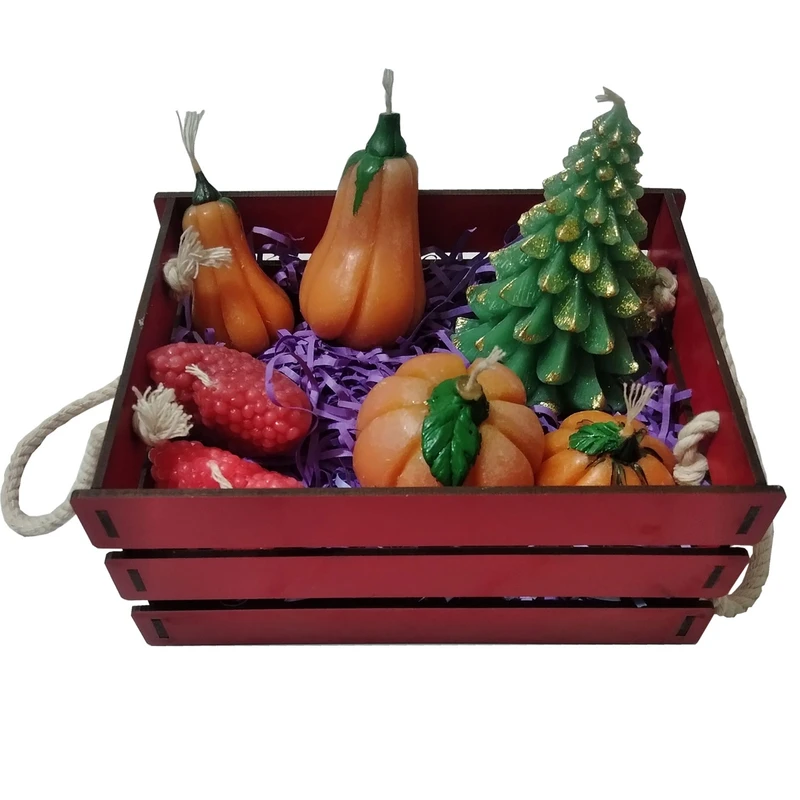 شمع طرح میوه کد B158 مجموعه 7عددی به همراه استند