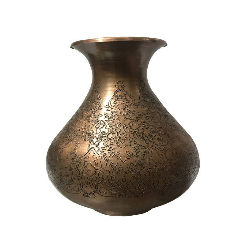 گلدان قلمزنی طرح گل و مرغ کد 11