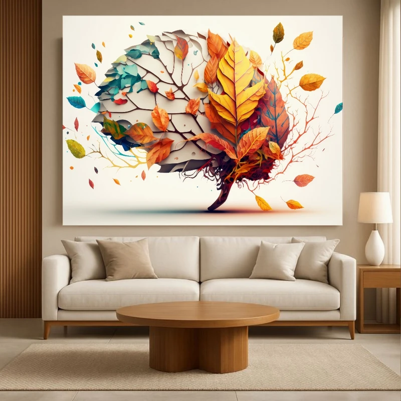 پوستر پارچه ای طرح مخمل  هنری مدل مغز و خلاقیت کد BK57932