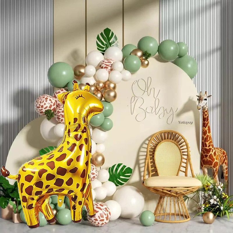 بادکنک فویلی مدل حیوان های جنگل سافاری طرح زرافه کد DB20