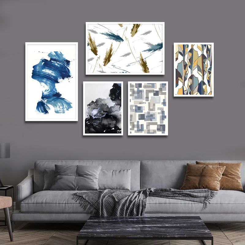 تابلو بکلیت طرح نقاشی آبرنگی مدل شاین اکلیلی W-1798 مجموعه 5 عددی