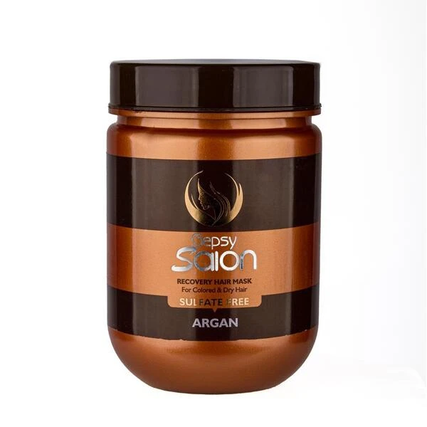 ماسک مو جیپسی سالن مدل آرگان مناسب برای موی آسیب دیده و کراتین شده و رنگ شده حجم 750 میلی لیتر