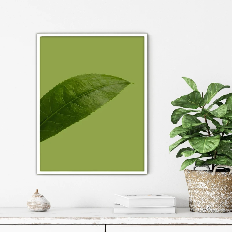 تابلو آتریسا طرح برگ سبز مدرن مدل ATFF219 فریم سفید
