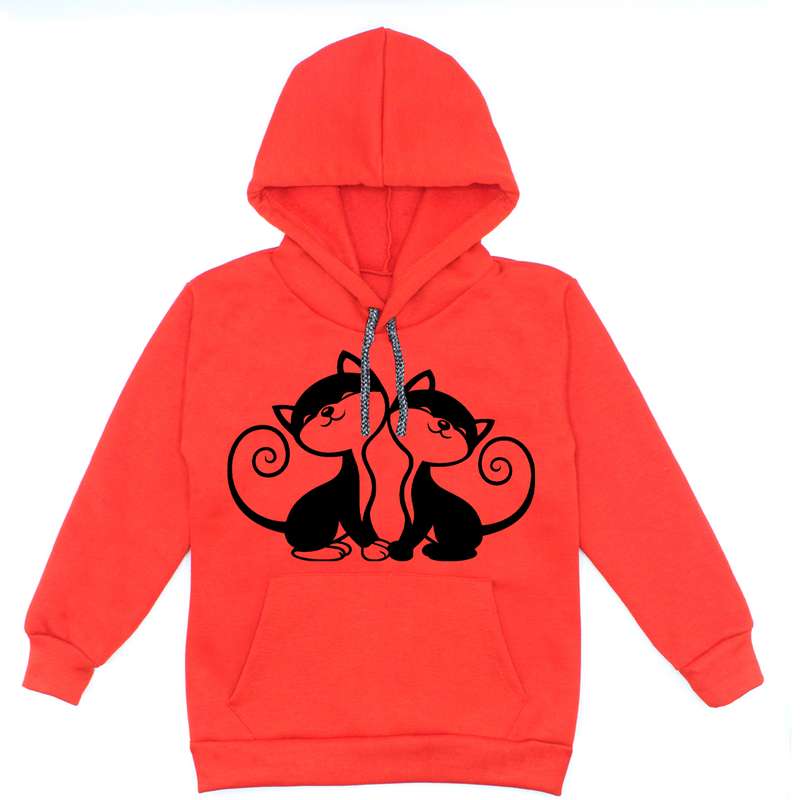 هودی دخترانه مدل گربه A65 رنگ قرمز