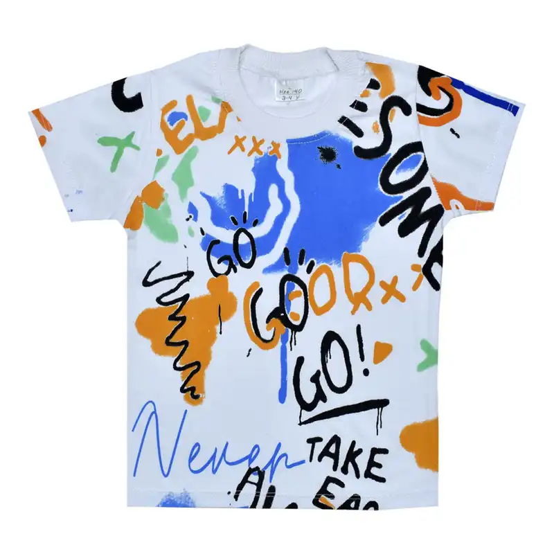 تی شرت آستین کوتاه پسرانه مدل آبرنگی کد 2