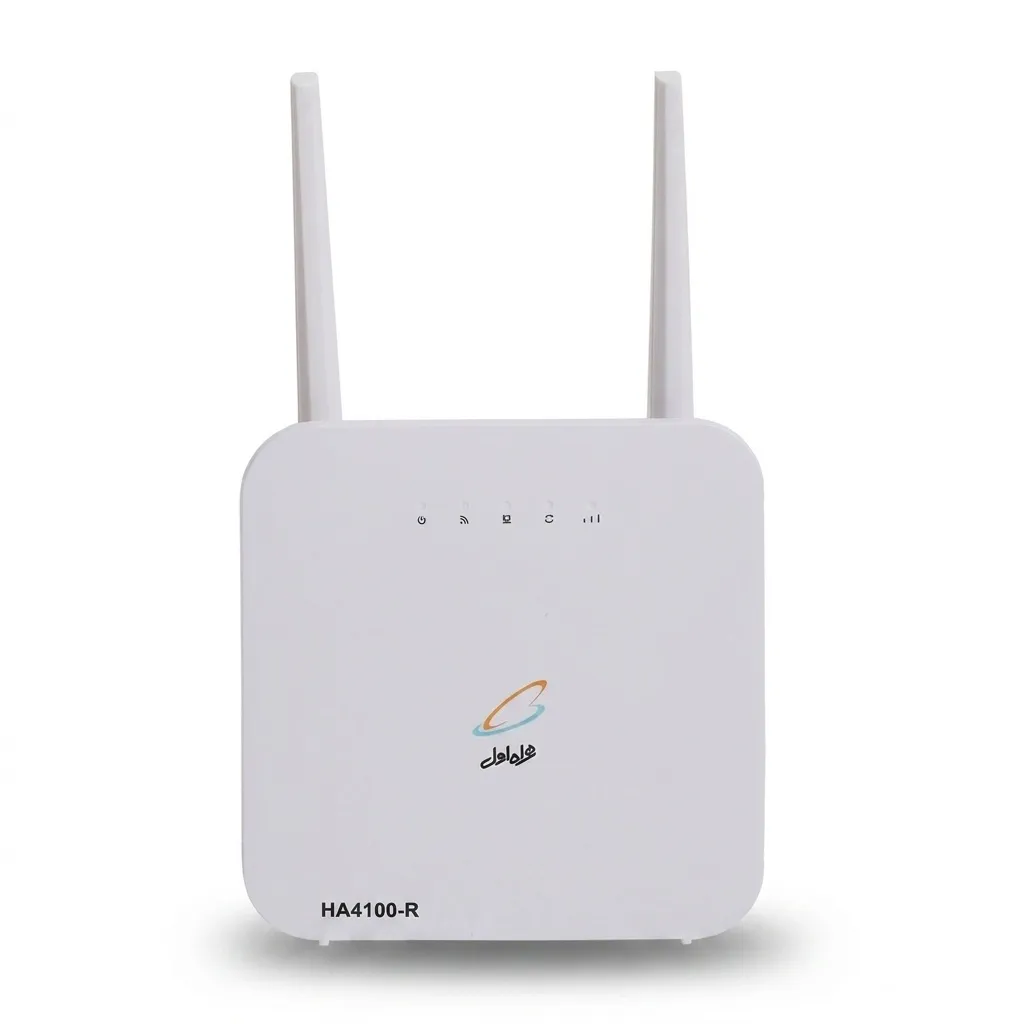مودم روتر رومیزی 4G LTE همراه اول مدل HA4100 با پشتیبانی از 32 کاربر، SMS، VPN و Wi-Fi، دارای 2 آنتن MIMO و درگاه LAN RJ45