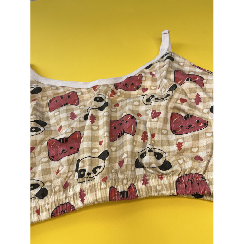 ست نیم تنه و شلوارک زنانه مدل گربه و پاندا به همراه چشم بند