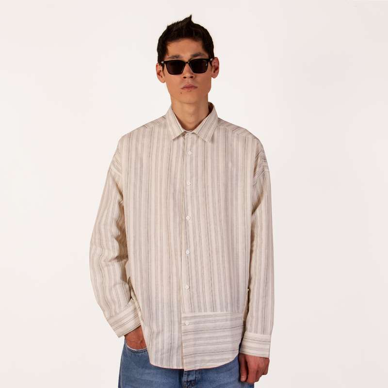 پیراهن آستین بلند مردانه ان سی نو مدل راه راه دونا