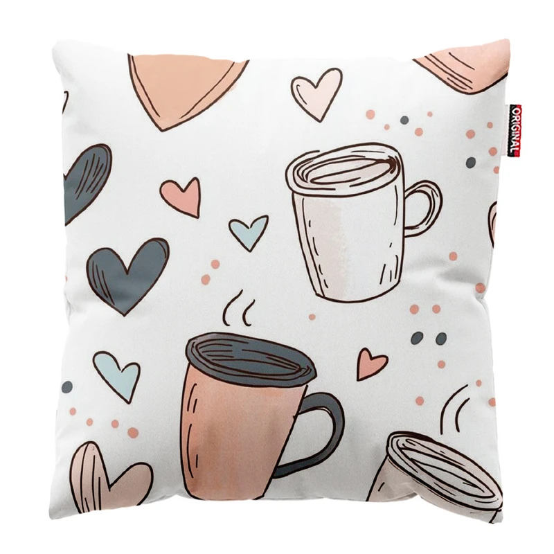   کوسن پاد آفرین طرح قهوه کافی کافه coffee کد 4052 سایز 30*30 سانتی متر